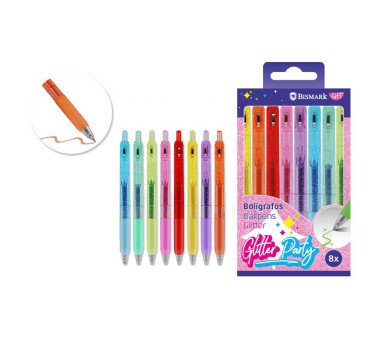 8 BOLIGRAFO COLOR CON PURPURINA
