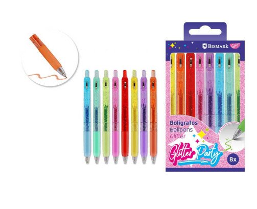 8 BOLIGRAFO COLOR CON PURPURINA