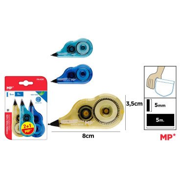 PACK 3 MINI CINTA CORRECTOR 5MM*5M