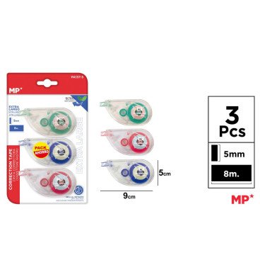 PACK 3  CINTA CORRECTOR 5MM*8M