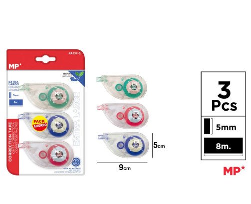 PACK 3  CINTA CORRECTOR 5MM*8M