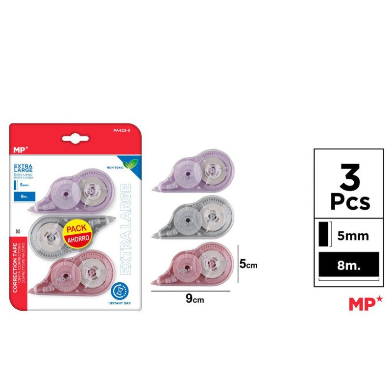 PACK 3  CINTA CORRECTOR 5MM*8M