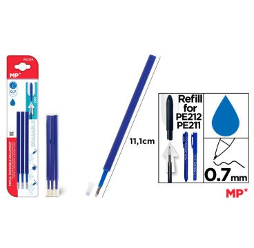 3 RECAMBIO PARA BOLIGRAFO BORRABLE AZUL