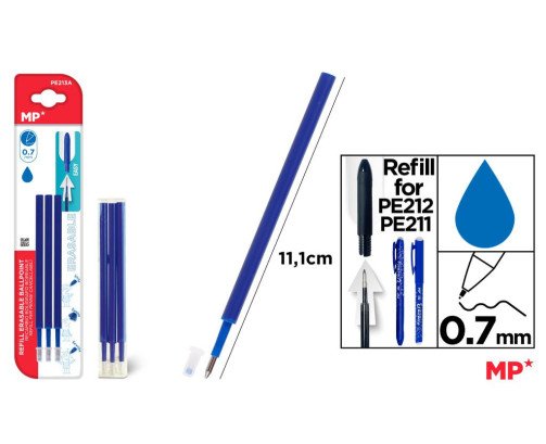 3 RECAMBIO PARA BOLIGRAFO BORRABLE AZUL