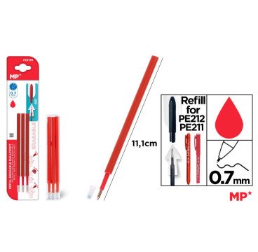 3 RECAMBIO PARA BOLIGRAFO BORRABLE ROJO