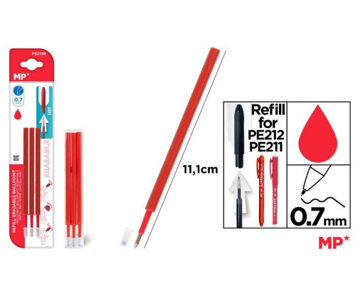 3 RECAMBIO PARA BOLIGRAFO BORRABLE ROJO