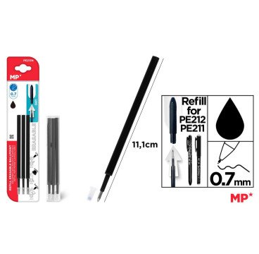 3 RECAMBIO PARA BOLIGRAFO BORRABLE NEGRO