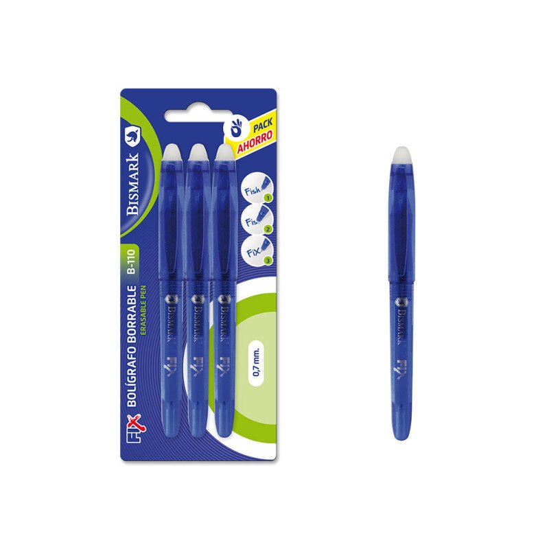 3 BOLIGRAFO BORRABLE AZUL