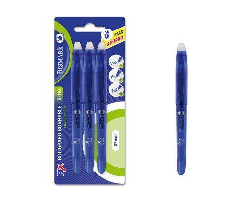 3 BOLIGRAFO BORRABLE AZUL