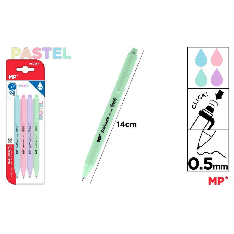 4 BOLIGRAFO TINTA GEL PASTEL