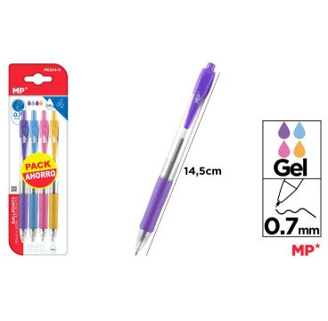 4 BOLIGRAFO TINTA GEL PASTEL PUNTA 0.7MM