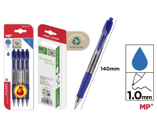 4 BOLIGRAFO PUNTA 1.0MM 4 AZULES