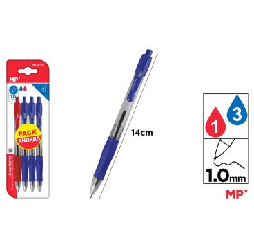4 BOLIGRAFO PUNTA 1.0MM 1ROJO+3AZUL
