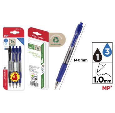 4 BOLIGRAFO PUNTA 1.0MM 3 AZUL +1 NEGRO