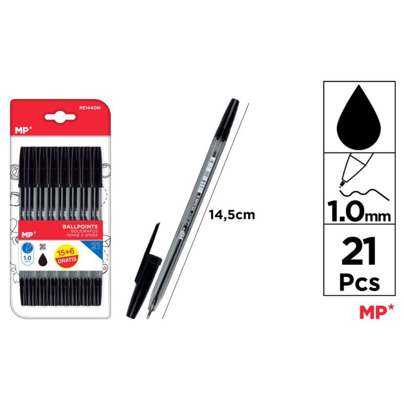 21 BOLIGRAFO 1.0MM NEGROS