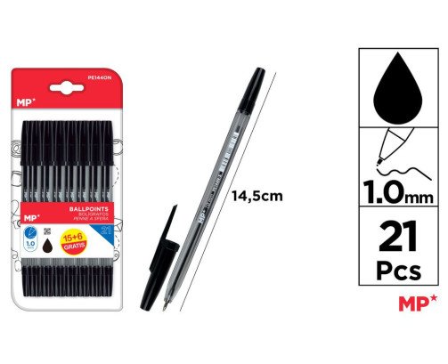 21 BOLIGRAFO 1.0MM NEGROS