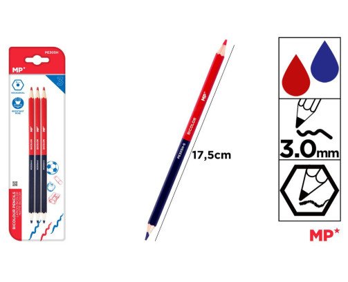3 LAPICES BICOLOR AZUL Y ROJO