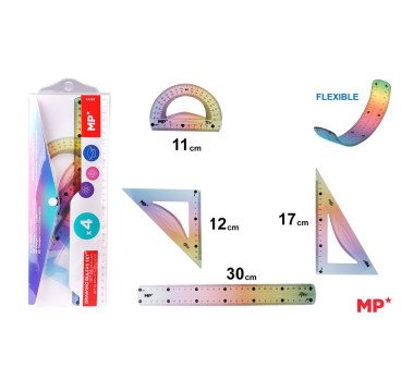 JUEGO DE 4 REGLAS SILICONA 30CM COLORES