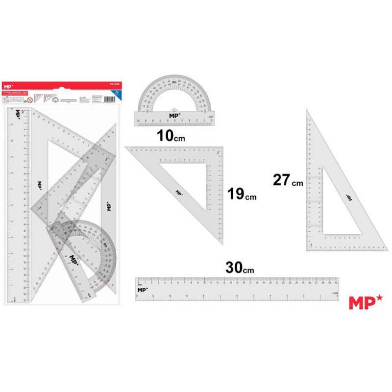 JUEGO DE 4 REGLAS PLASTICO 30CM TAMAÑO GRANDE