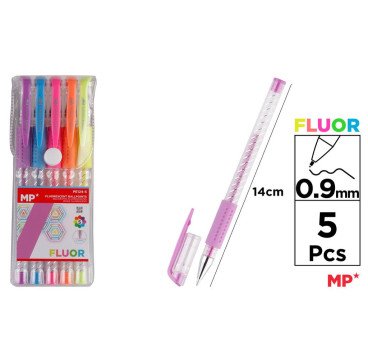 SET DE 5 BOLIGRAFOS FLUORESCENTES