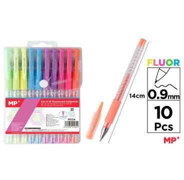 SET DE 10 BOLIGRAFOS FLUORESCENTES