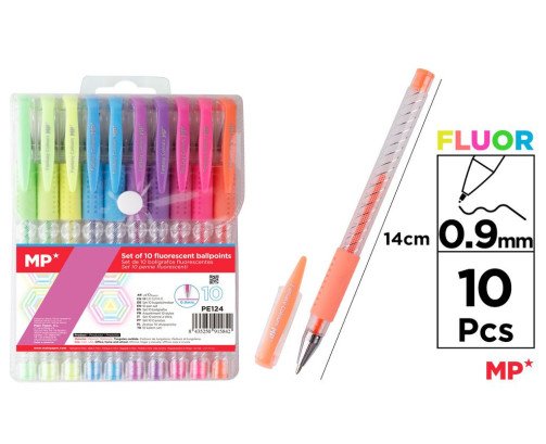 SET DE 10 BOLIGRAFOS FLUORESCENTES