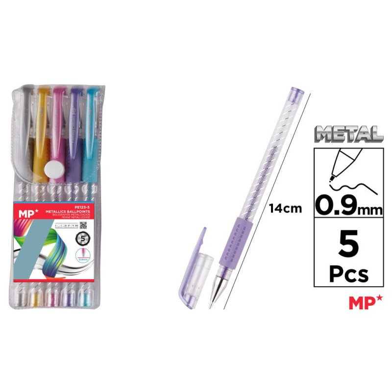 SET DE 5 BOLIGRAFOS METALIZADOS