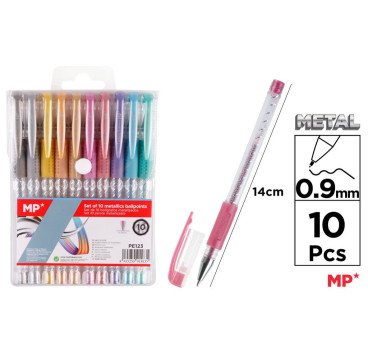 SET DE 10 BOLIGRAFOS METALIZADOS