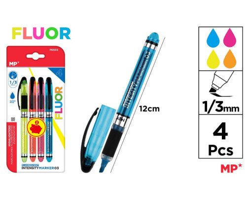 4 MARCADOR FLUORESCENTES PUNTA 1/3MM