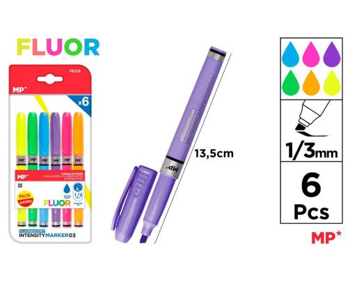 6 MARCADOR FLUORESCENTES PUNTA 1/3MM