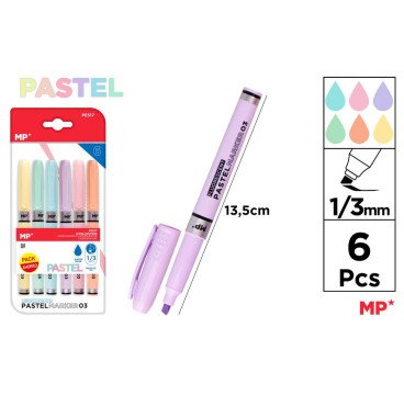 6 MARCADOR PASTEL PUNTA 1/3MM