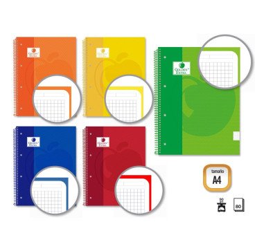 CUADERNOS A4 TAPA CARTON DURO CUADRICULADOR 5*5MM  ,80H 90GR