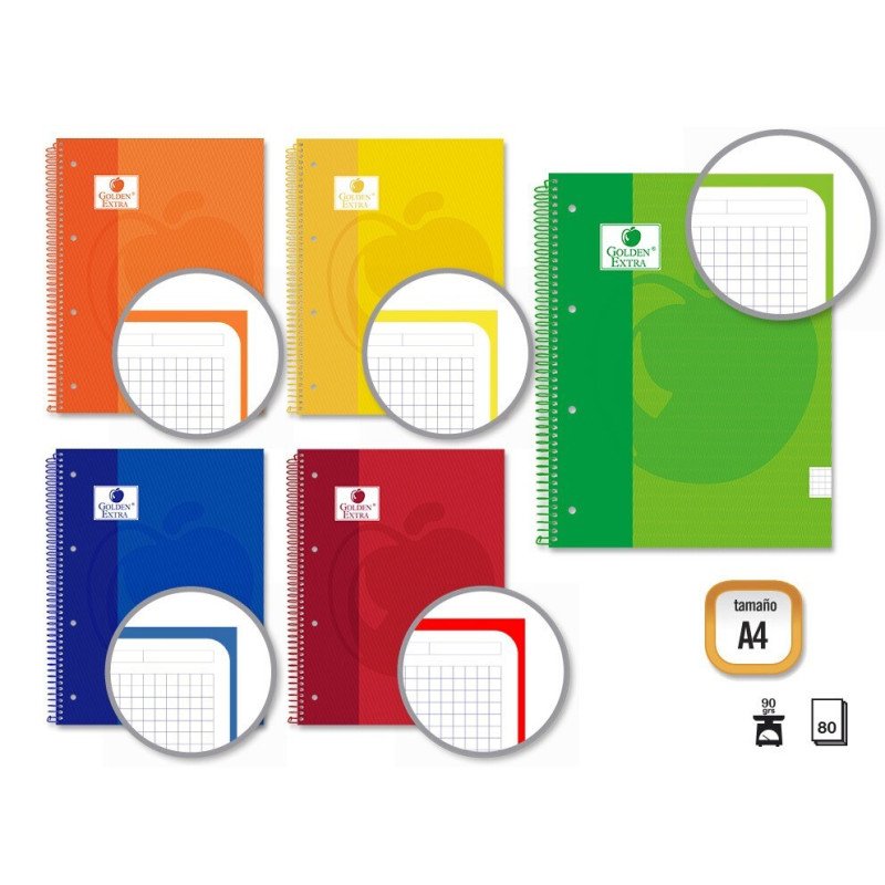 CUADERNOS A4 TAPA CARTON DURO CUADRICULADOR 5*5MM  ,80H 90GR