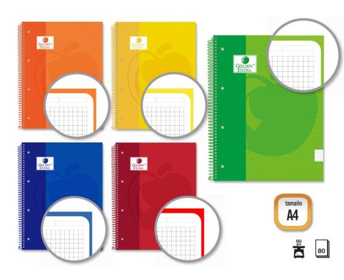 CUADERNOS A4 TAPA CARTON DURO CUADRICULADOR 5*5MM  ,80H 90GR