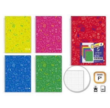 CUADERNOS A4 TAPA PLASTICO ,80HOJAS CUADRICULADO 4*4MM 90G