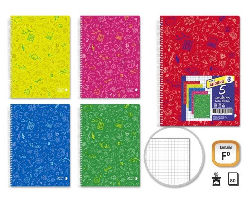 CUADERNOS A4 TAPA PLASTICO ,80HOJAS CUADRICULADO 4*4MM 90G
