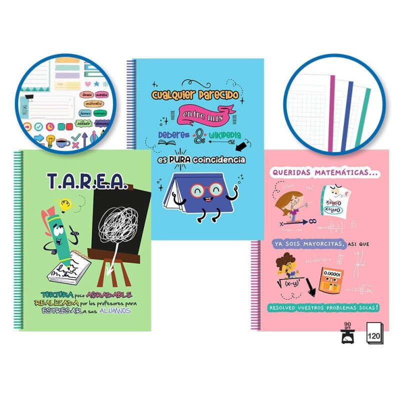 CUADERNOS A4 CON ANILLAS TAPA PLASTICO 120H CUADRICULADO 5*5MM 90GRS