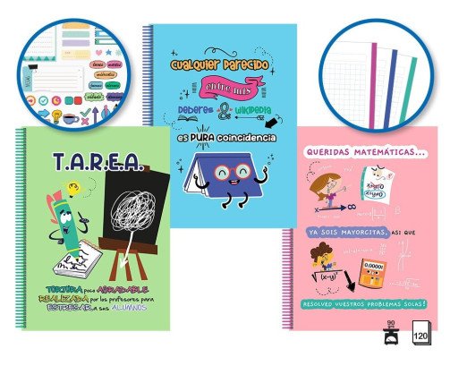CUADERNOS A4 CON ANILLAS TAPA PLASTICO 120H CUADRICULADO 5*5MM 90GRS