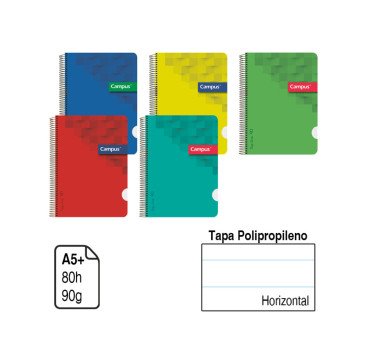 BLOC ESPIRAL CAMPUS A5+ TAPA POLIPROPILENO 80 H. 90 G. HORIZONTAL REF. 2436