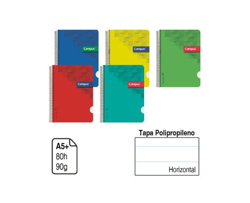 BLOC ESPIRAL CAMPUS A5+ TAPA POLIPROPILENO 80 H. 90 G. HORIZONTAL REF. 2436