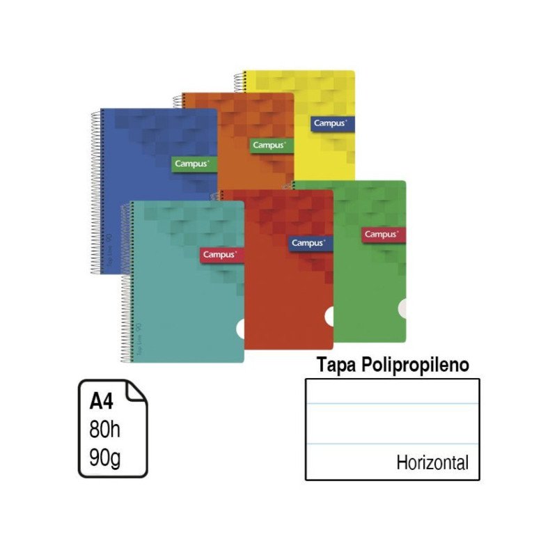 BLOC ESPIRAL CAMPUS A4 TAPA POLIPROPILENO 80 H. 90 G. HORIZONTAL REF. 2428
