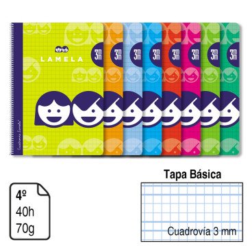 BLOC ESPIRAL LAMELA A5TAPA BÁSICA 40 H. 70 G. CUADROVÍA 3MM. REF. 07003