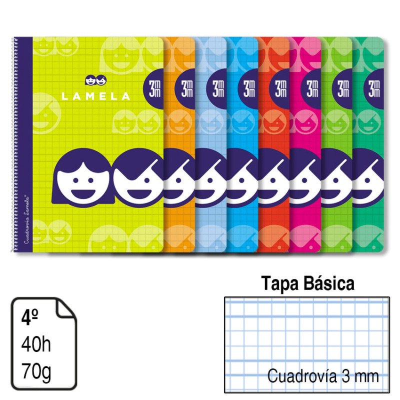 BLOC ESPIRAL LAMELA A5TAPA BÁSICA 40 H. 70 G. CUADROVÍA 3MM. REF. 07003