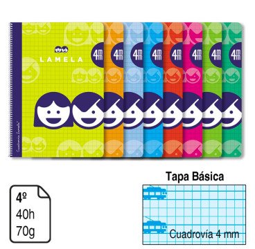 BLOC ESPIRAL LAMELA A5TAPA BÁSICA 40 H. 70 G. CUADROVÍA 4MM. REF. 07004
