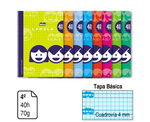 BLOC ESPIRAL LAMELA A5TAPA BÁSICA 40 H. 70 G. CUADROVÍA 4MM. REF. 07004