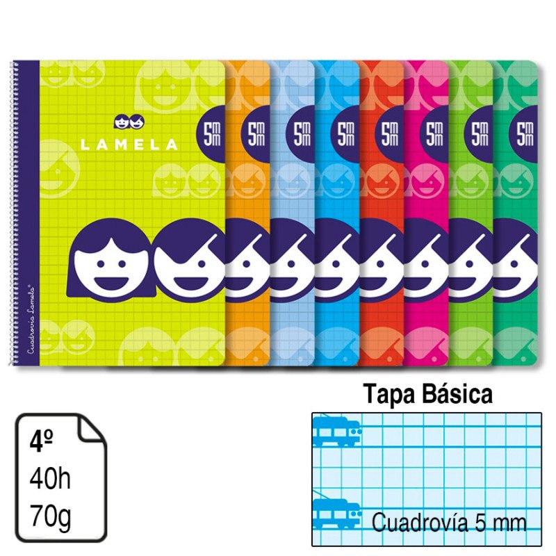 BLOC ESPIRAL LAMELA A5 TAPA BÁSICA 40 H. 70 G. CUADROVÍA 5MM. REF. 07005