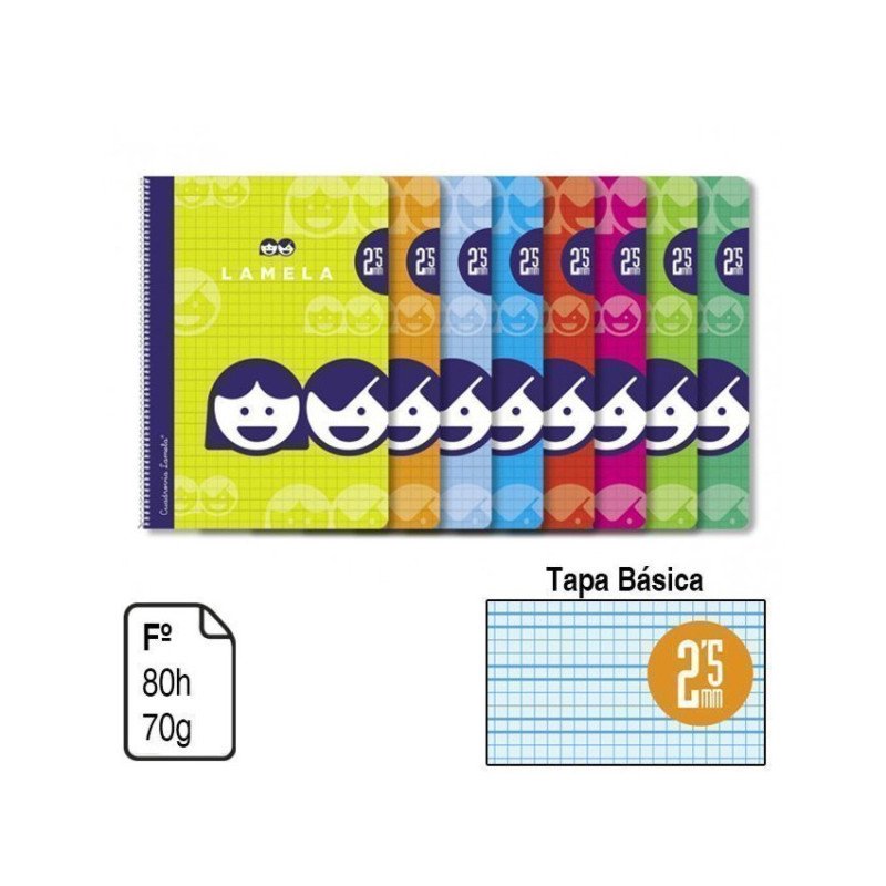 BLOC ESPIRAL LAMELA FOLIO A4 TAPA BÁSICA 80 H. 70 G. CUADROVÍA 2.5MM. REF. 07F002