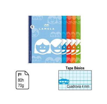 BLOC ESPIRAL LAMELA FOLIO A4 TAPA BÁSICA 80 H. 70 G. CUADROVÍA 4MM. REF. 07F004