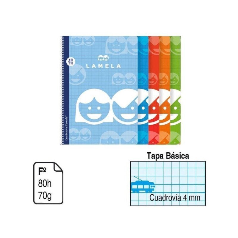 BLOC ESPIRAL LAMELA FOLIO A4 TAPA BÁSICA 80 H. 70 G. CUADROVÍA 4MM. REF. 07F004