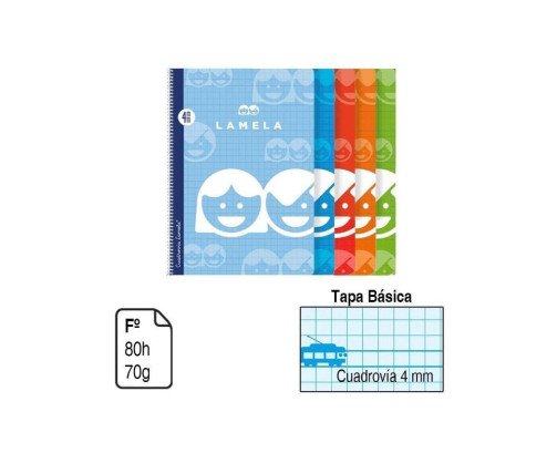 BLOC ESPIRAL LAMELA FOLIO A4 TAPA BÁSICA 80 H. 70 G. CUADROVÍA 4MM. REF. 07F004